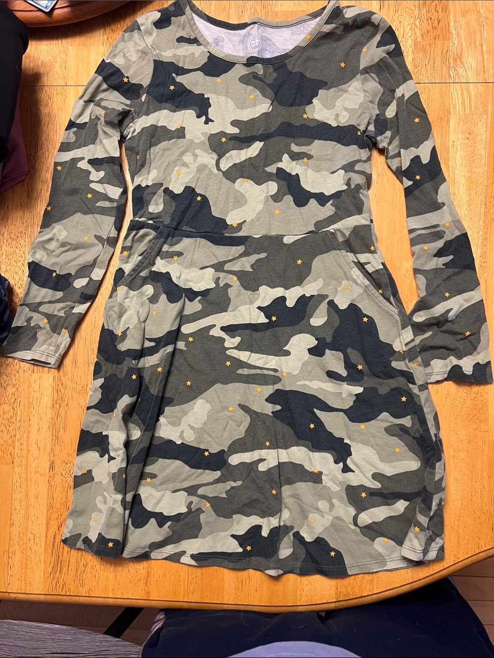 Girls' Camo Pocket Long-Sleeve Dress - Olive Green